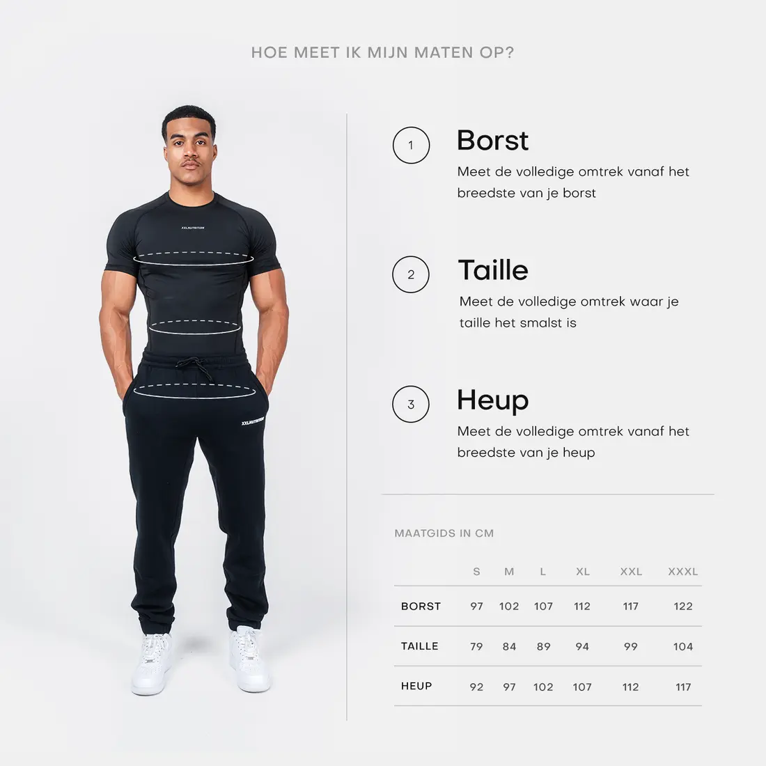 Maattabel voor Straight Leg Joggers - Black