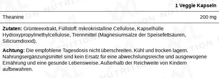 Nährwerte für L-Theanin - 200 mg - 60 Kapseln