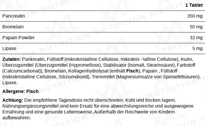 Nährwerte für Verdauungsenzyme - 60 Tabletten
