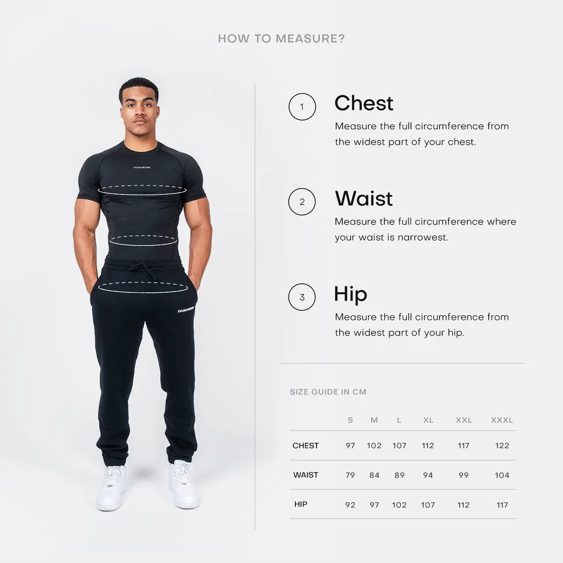 Size chart for Training Joggers - Black