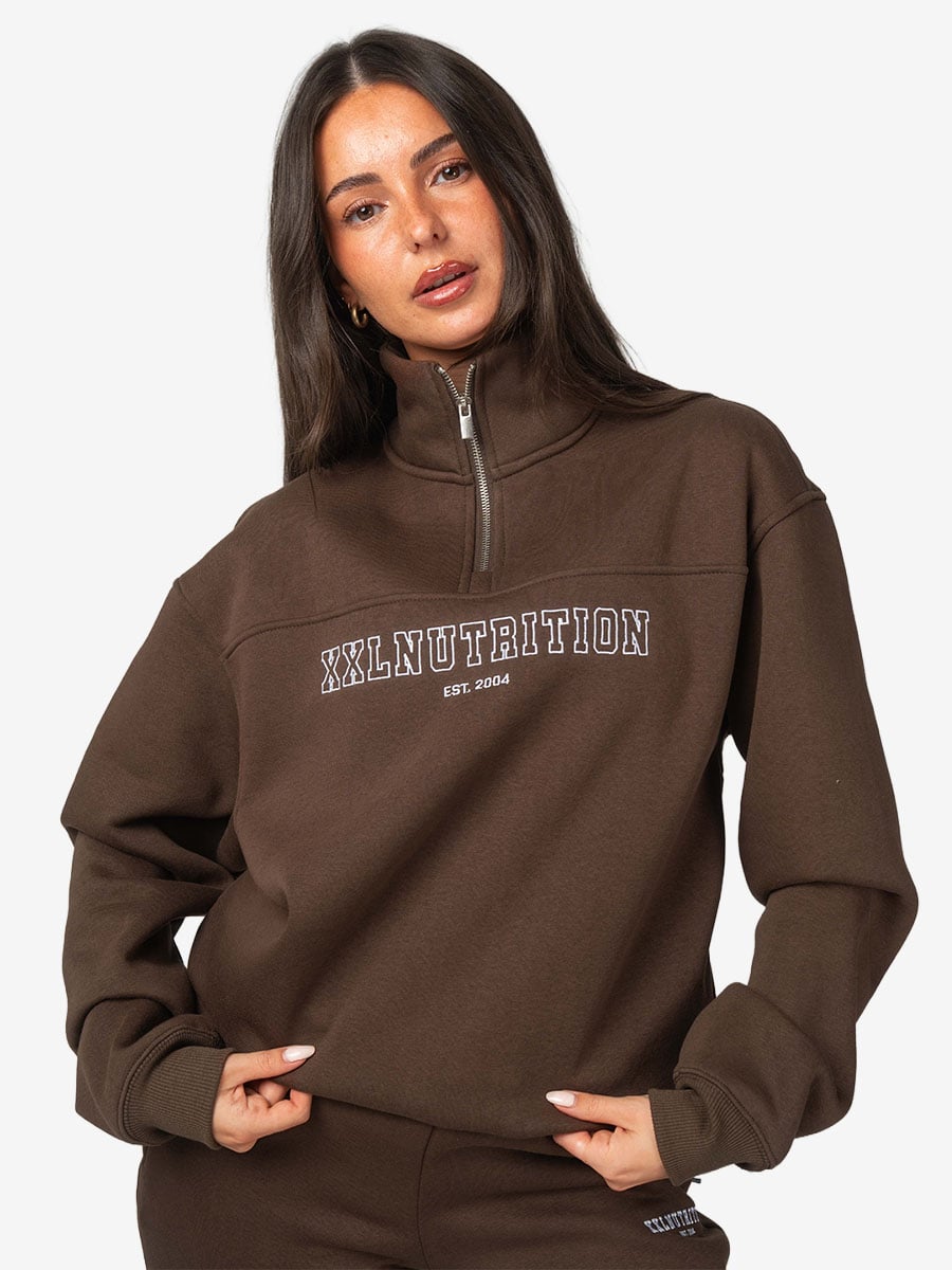 XXL Sportswear Qualifier 1/4 Zip Pullover - Dark Choco Donker Grijs S