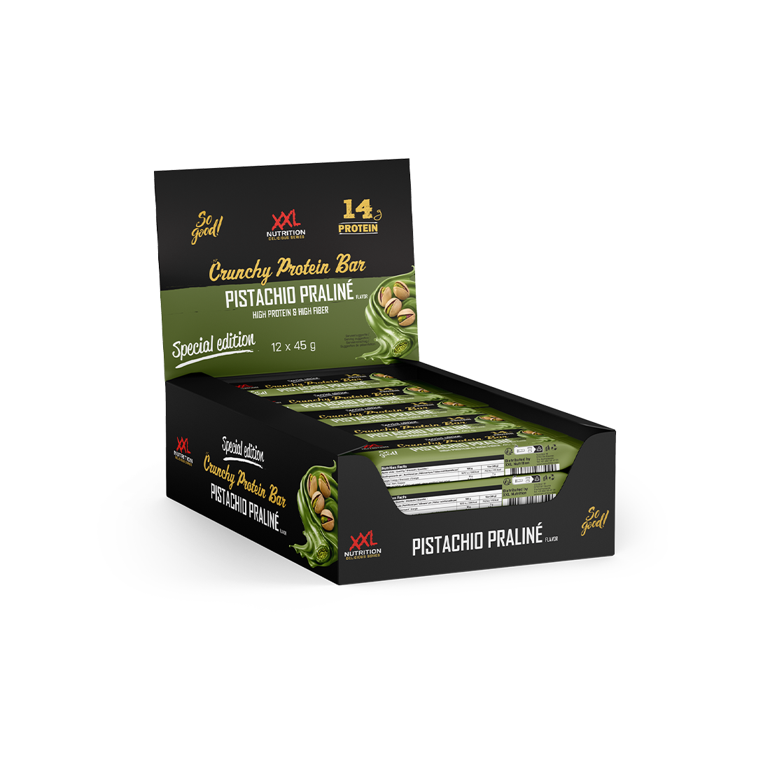 XXL Nutrition Crunchy Protein Bar Pistachio Praline - NIEUW 12 Pack